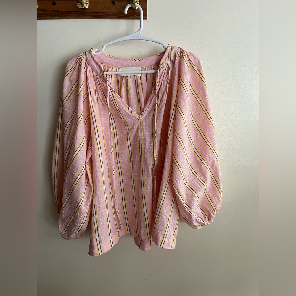 Daughters of India Women’s poet blouse, small, pink sorbet